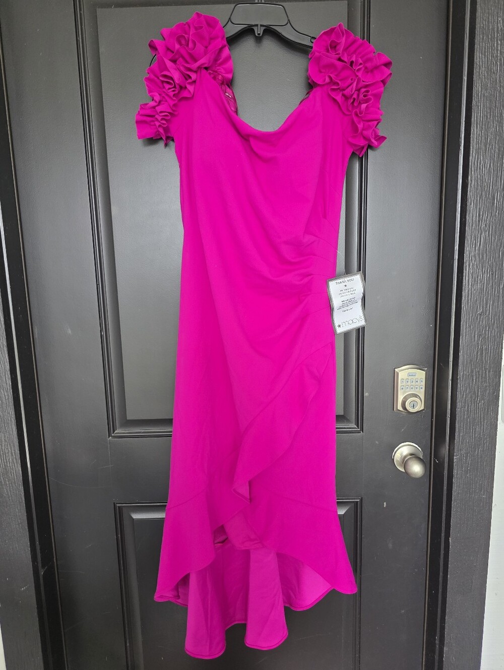 NWT Xscape Fuchsia Ruffle Sleeve Midi Dress Size 16 Cocktail Party Wedding $249 - Picture 2 of 11